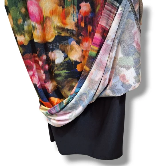 Fuzzi Midi Sheath Dress Womens Size L Long Sleeve V Neck Lined Colorful - Picture 6 of 8